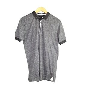 Tailored Clothier Knit Heritage Polo Shirt Mens Medium Marled Gray Short Sleeve
